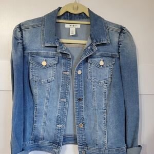 White House Black Market Light Blue Jean Jacket